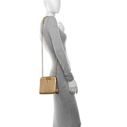 Tom Ford Snakeskin Small Cosmo T Lock Shoulder Bag Gold 3 of 13