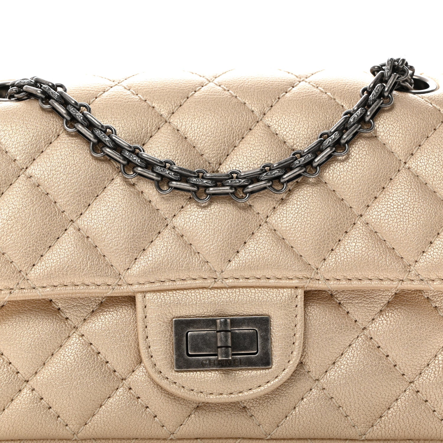 Chanel Metallic Sheepskin Quilted 2.55 Reissue Mini Flap Beige 8 of 11