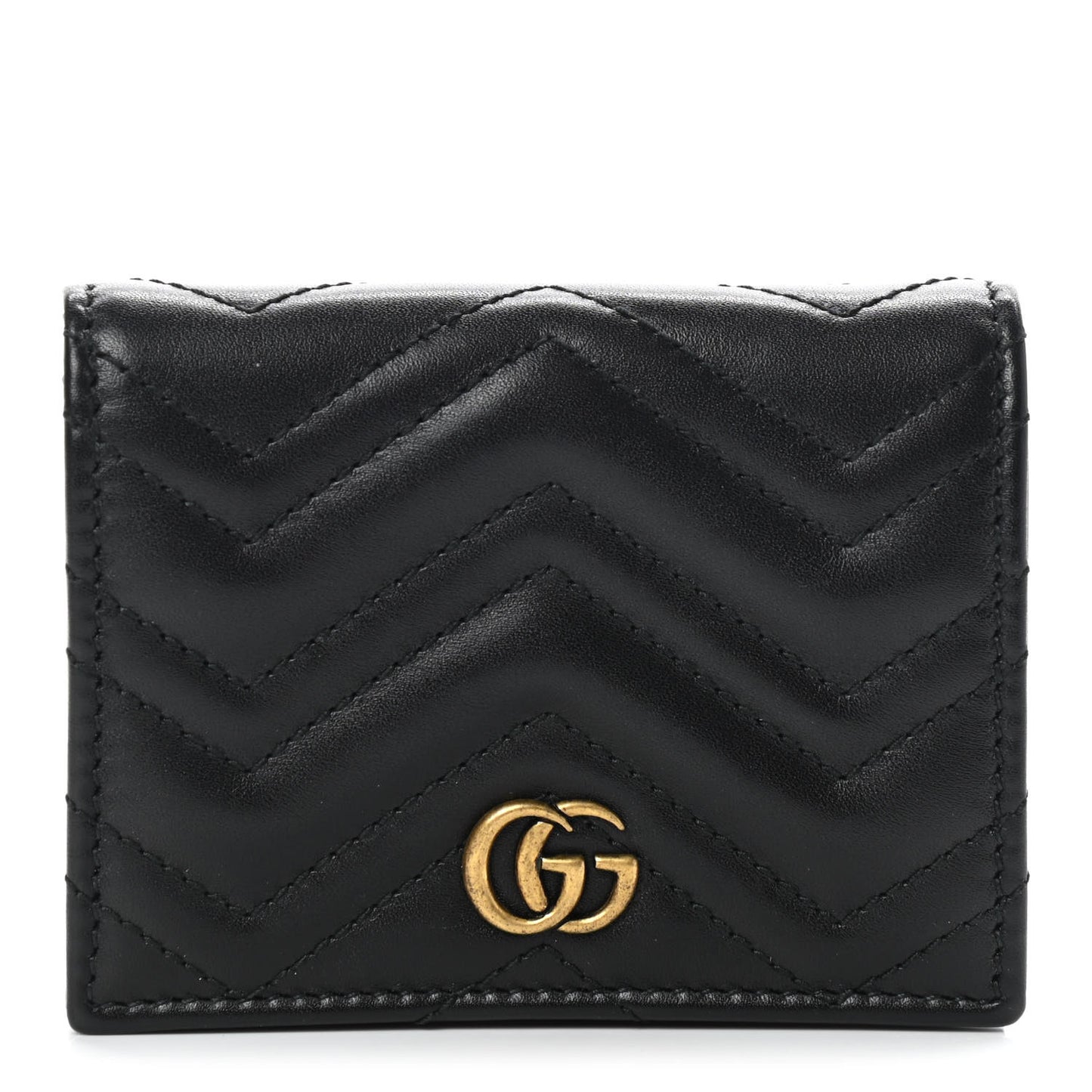 Calfskin Matelasse GG Marmont Card Case Wallet Black