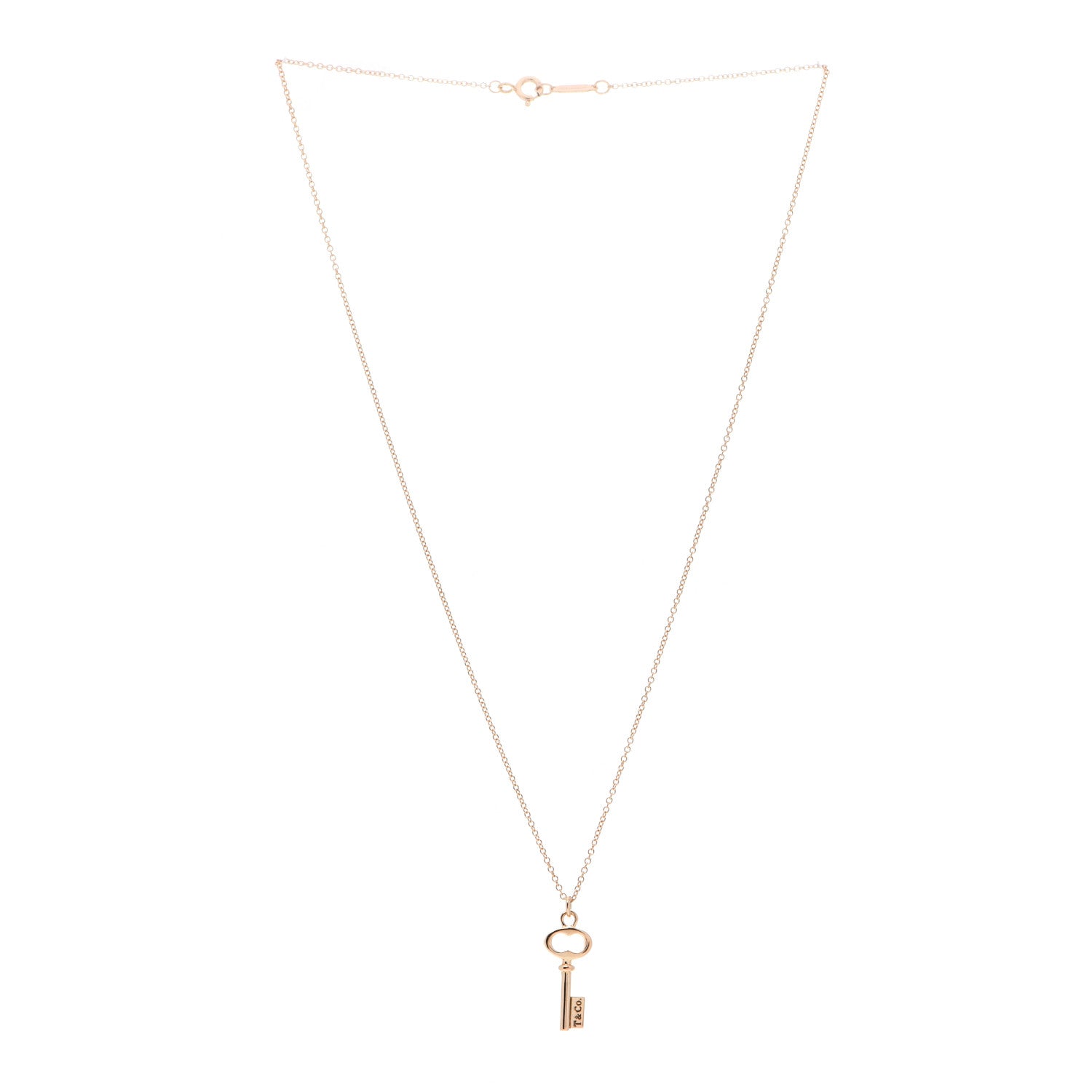 Tiffany 18K Rose Gold Mini Key Pendant Necklace 3 of 6