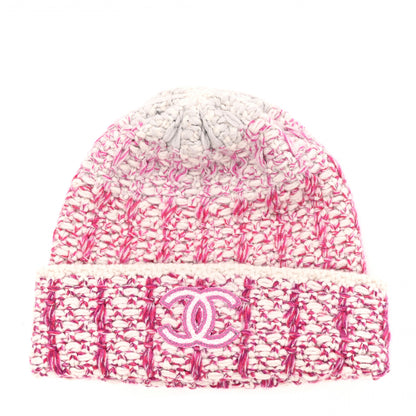 Chanel Cashmere CC Beanie Hat Pink Beige 1 of 4