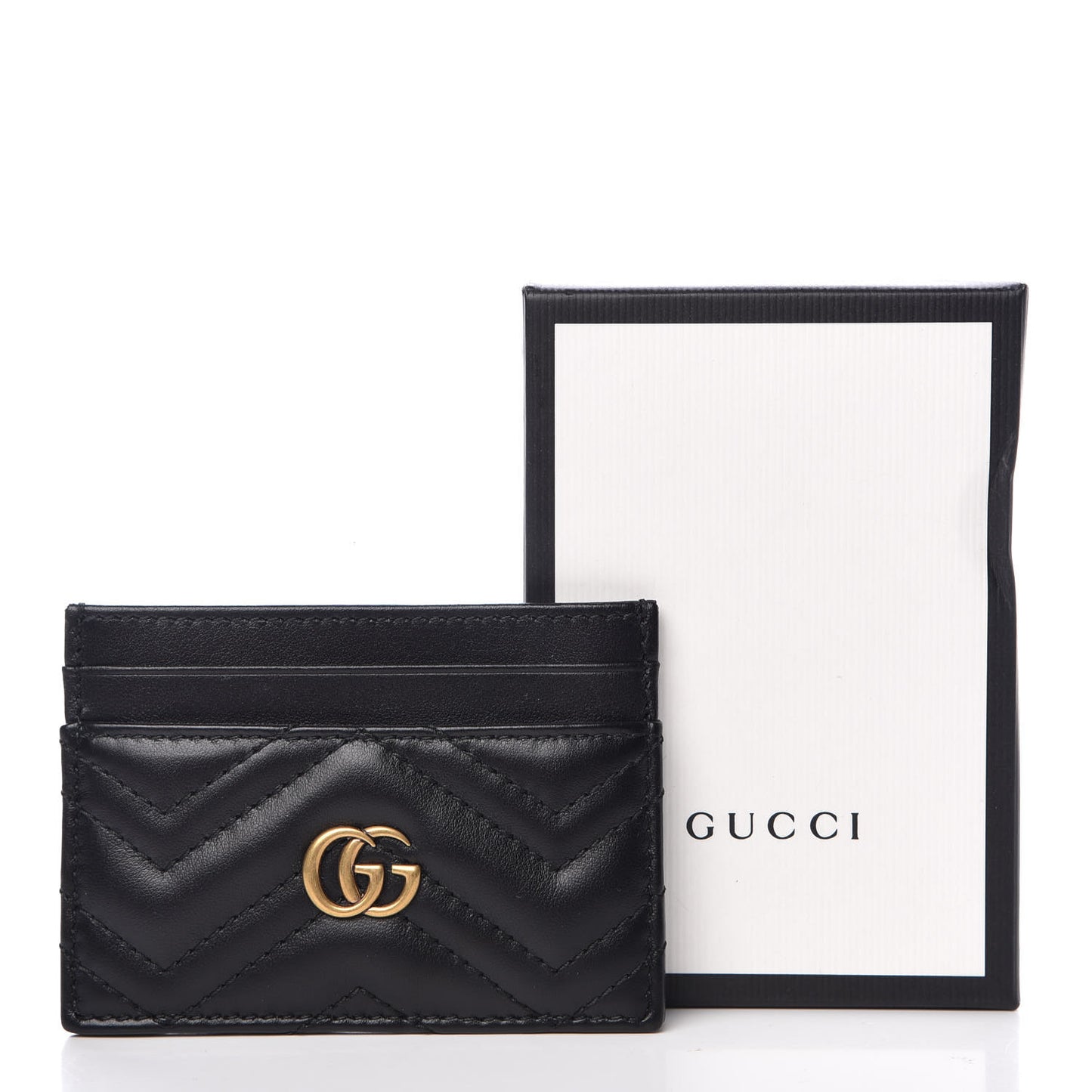 Calfskin Matelasse GG Marmont Card Holder Black