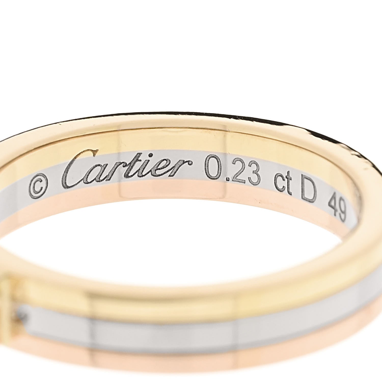 Cartier 18K Pink Yellow White Gold Diamond .23ct Solitaire Trinity Engagement Ring 49 4.75 5 of 5