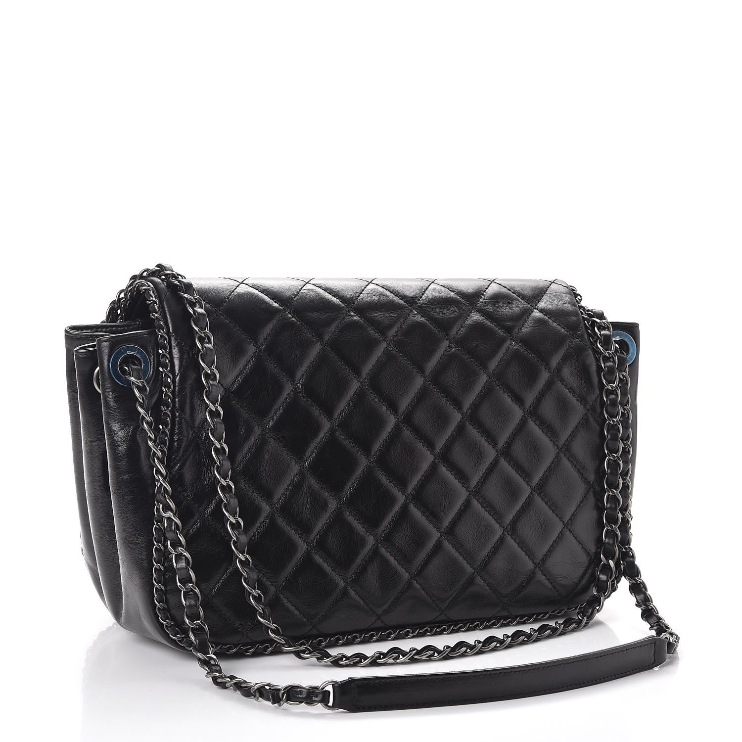 Chanel Calfskin Quilted Large CC Enchained Accordion Flap Black 3 of 8