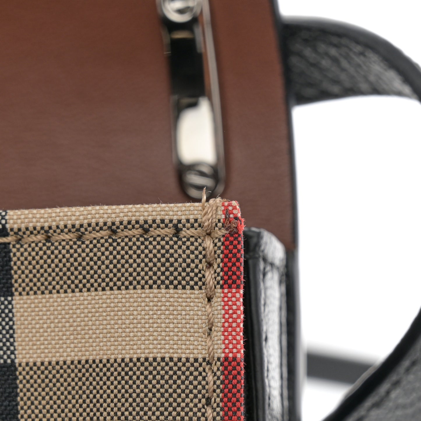 Goatskin Vintage Check Mini D-Ring Bag Black