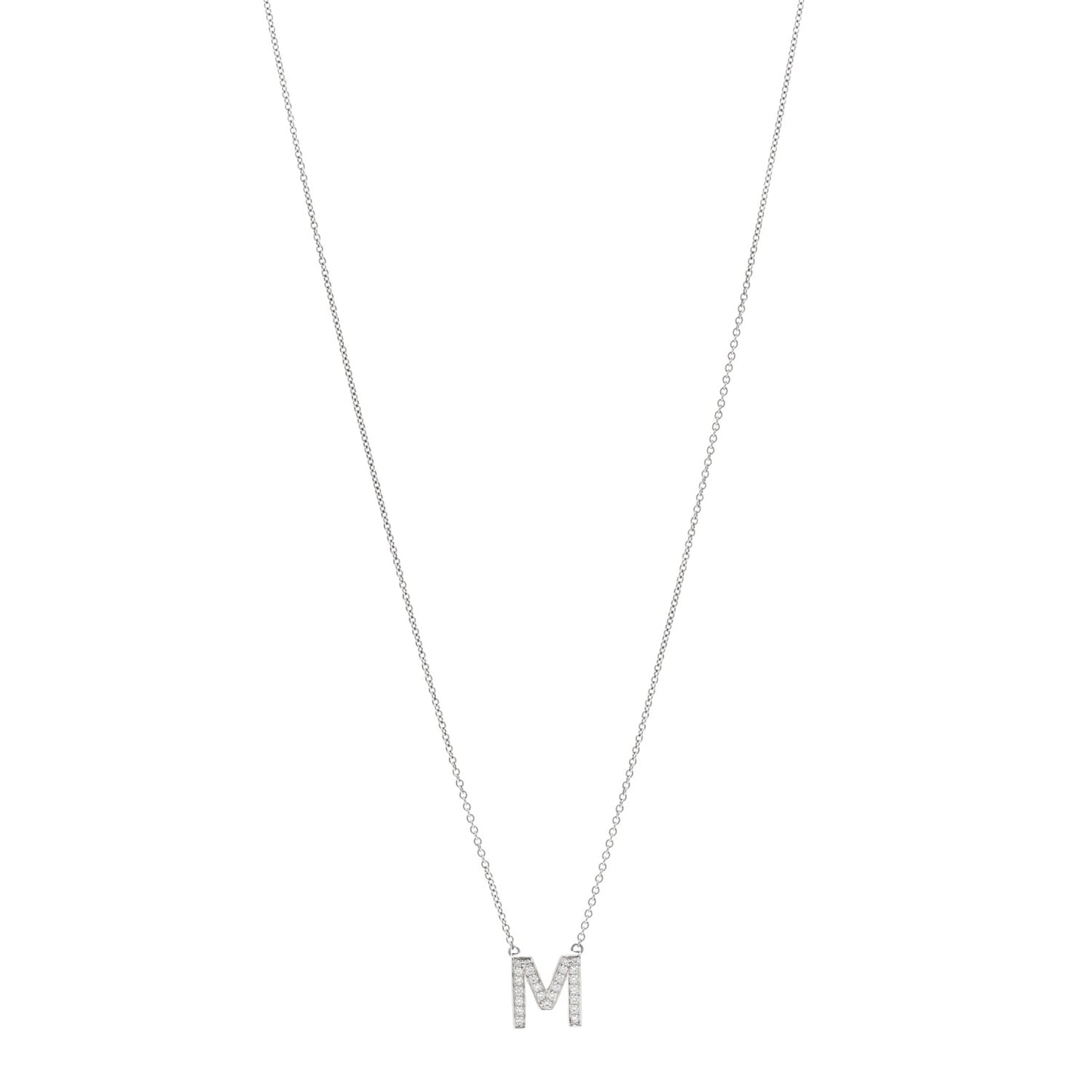 Platinum Diamond Letters M Pendant Necklace