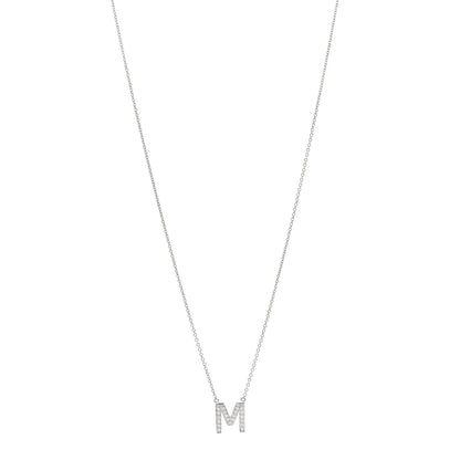 Tiffany Platinum Diamond Letters M Pendant Necklace 1 of 4