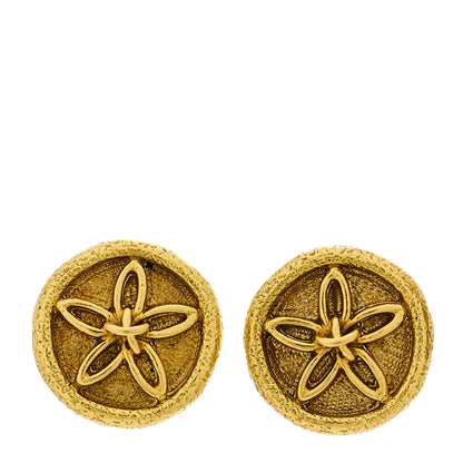 Tiffany 18K Yellow Gold Schlumberger Sand Dollar Clip On Earrings 1 of 4