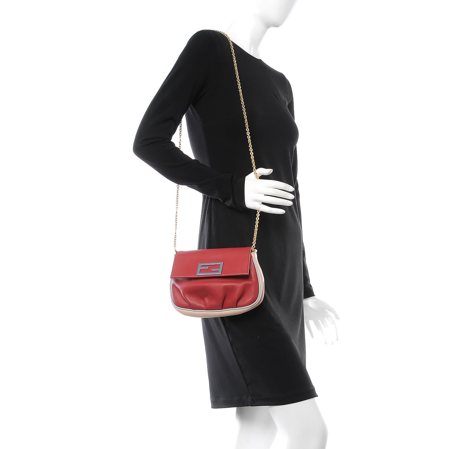 Fendi Vitello Dolce Fendista Pouchette Crossbody Mattone Plaster 2 of 8