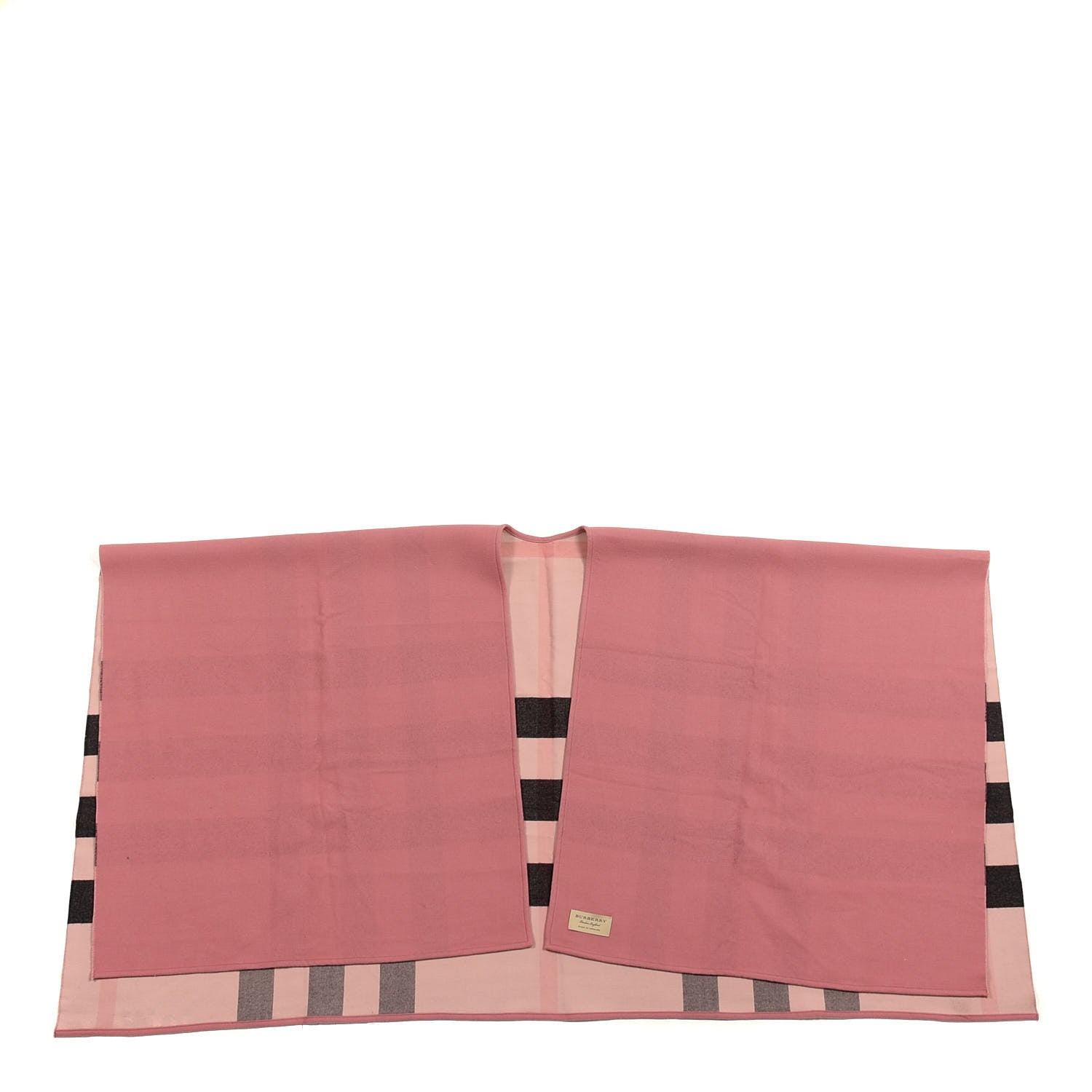 Burberry Wool Solid To Check Charlotte Cape Scarf Pink 1 of 5