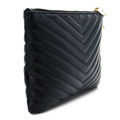 Saint Laurent Calfskin Matelasse Chevron Monogram A5 Wristlet Black 5 of 16