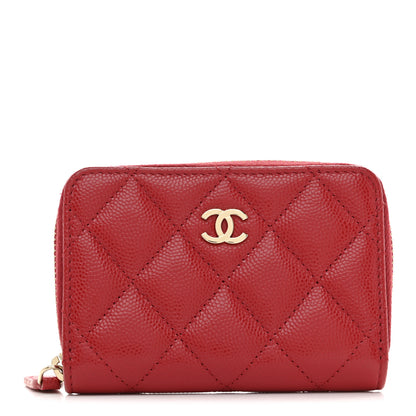 Chanel Caviar Quilted Zip Coin Purse Red 1 of 8