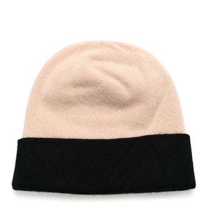 Chanel Cashmere CC Beanie Hat Beige Black 3 of 4