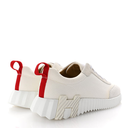 Hermes Technical Canvas Suede Goatskin Bouncing Sneakers 36 White Multicolor 5 of 10