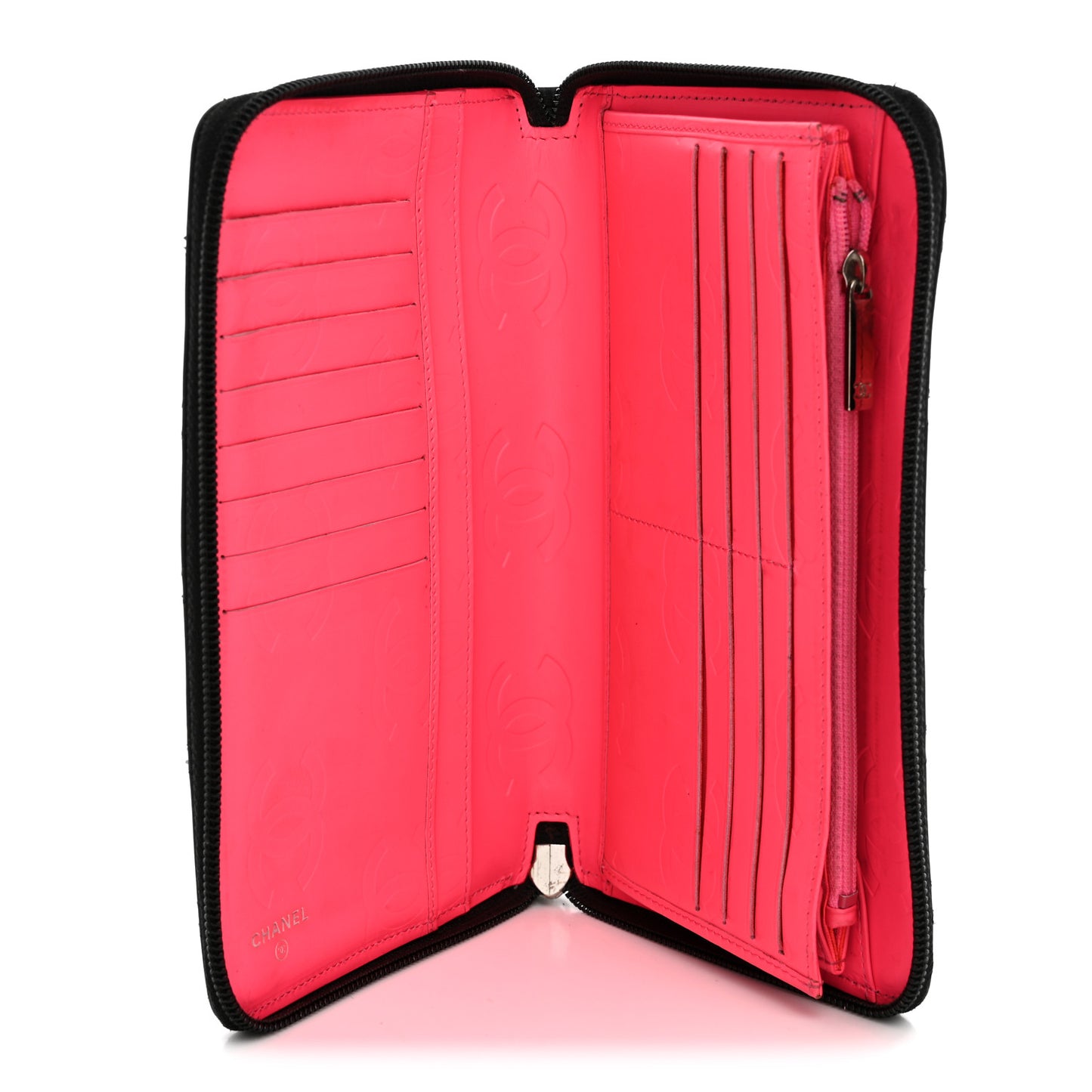 Calfskin Cambon Zip Around Organizer Wallet Black