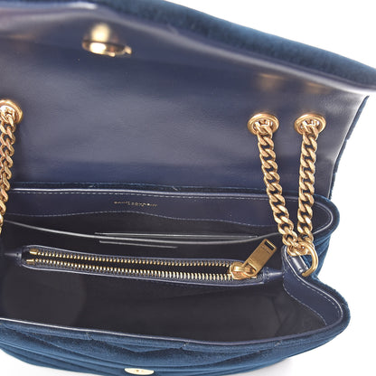 Saint Laurent Velvet Y Quilted Monogram Small Loulou Chain Satchel Medium Blue 5 of 8