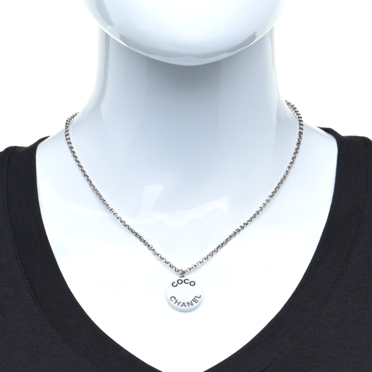 Chanel Resin Coco CC Necklace Silver 2 of 6