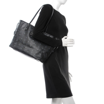 MCM Visetos Medium Reversible Shopping Tote Black 3 of 17