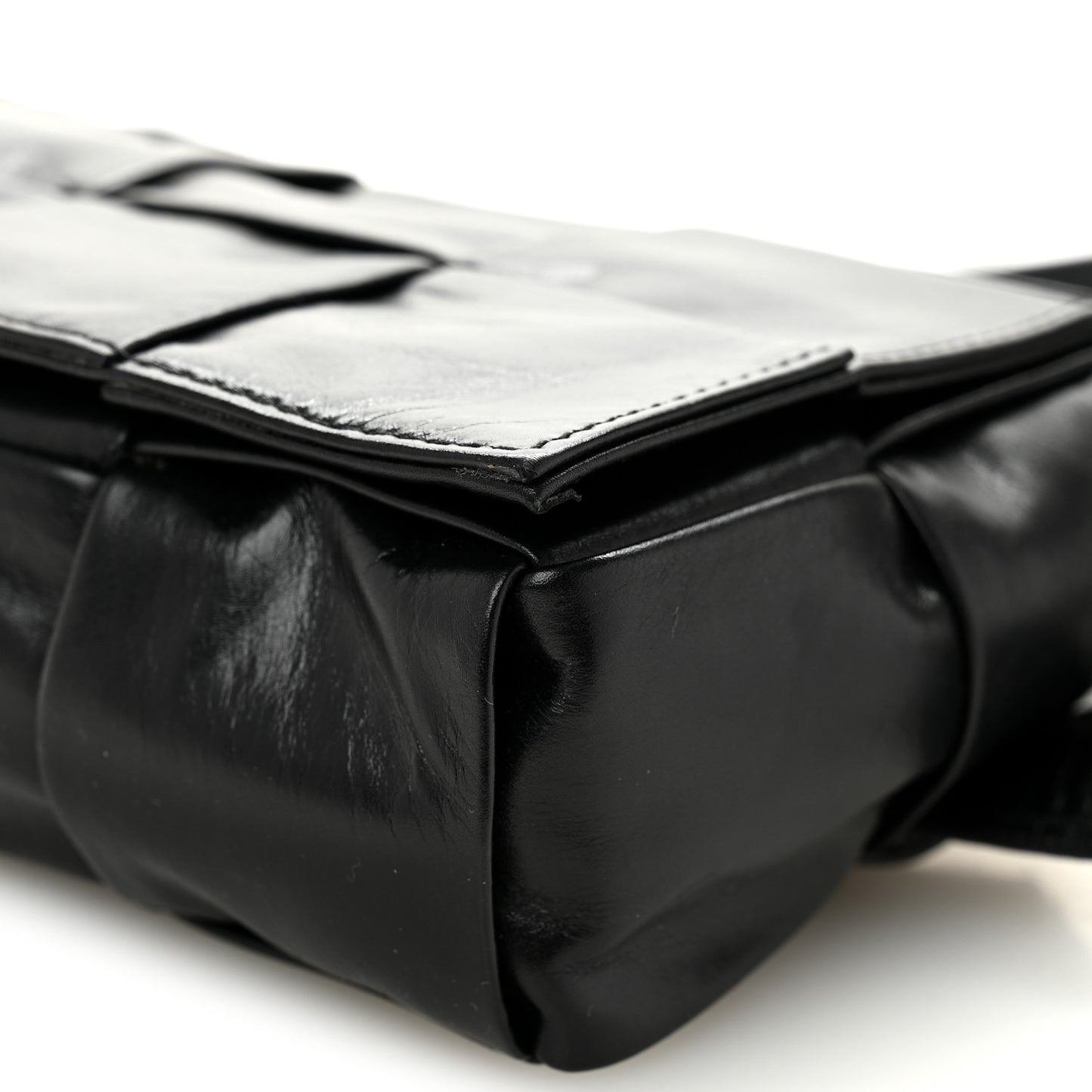 Paper Calfskin Intreccio Cassette Belt Bag Black