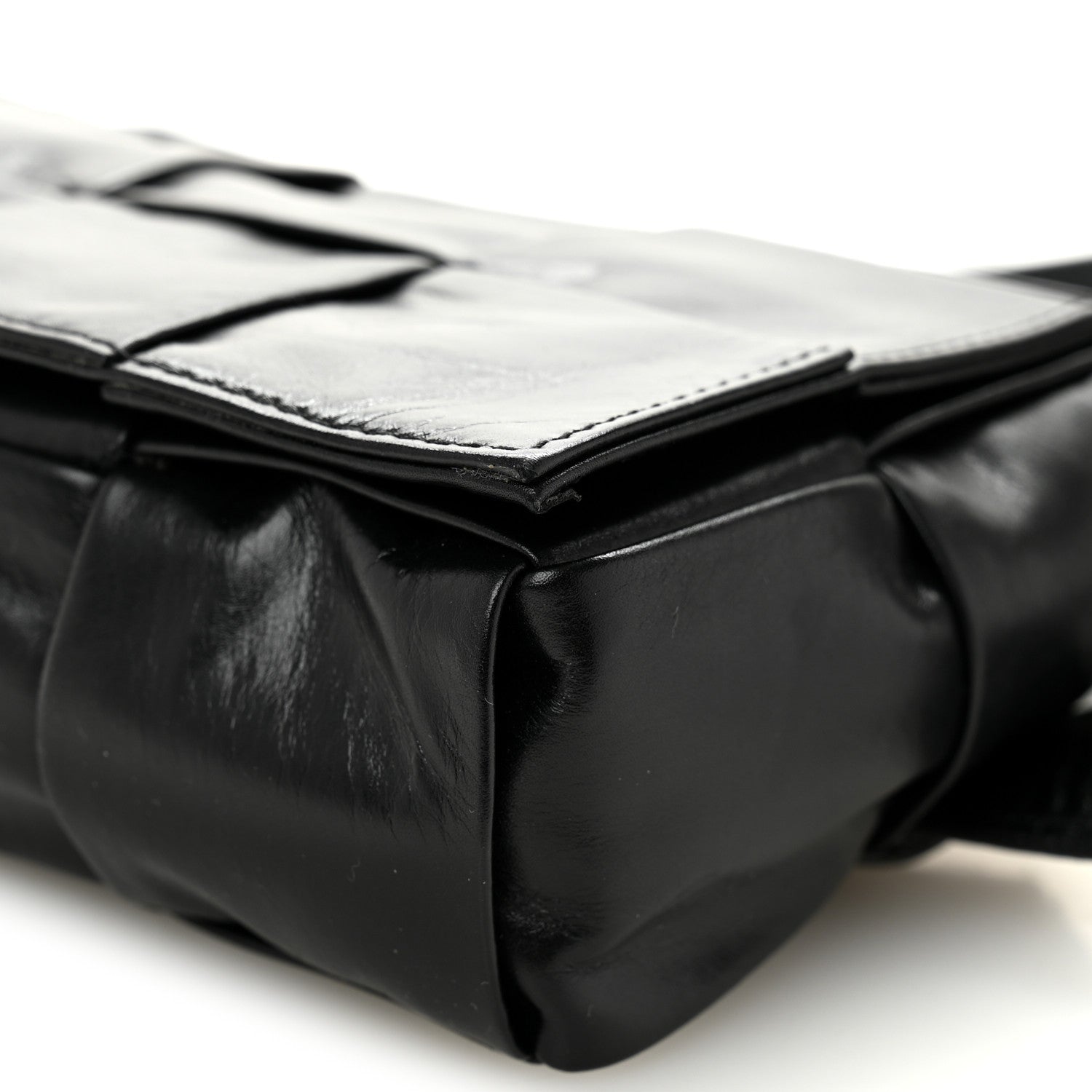 Bottega Veneta Paper Calfskin Intreccio Cassette Belt Bag Black 10 of 11