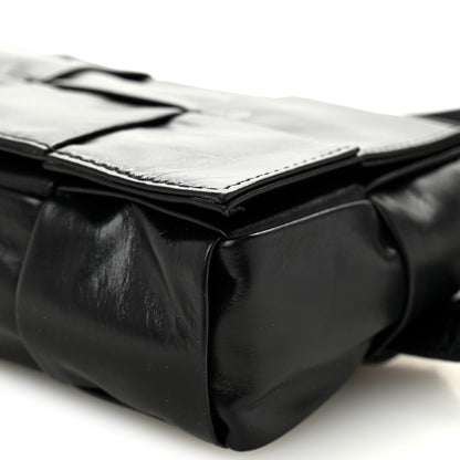 Bottega Veneta Paper Calfskin Intreccio Cassette Belt Bag Black 10 of 11