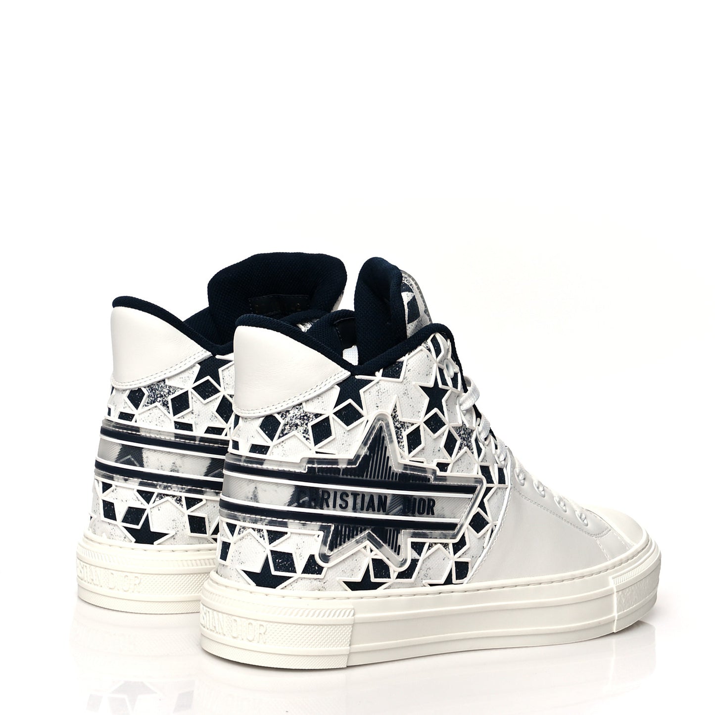 Canvas Embroidered Womens Walk'n' Dior Star High Top Sneakers 42 White Navy