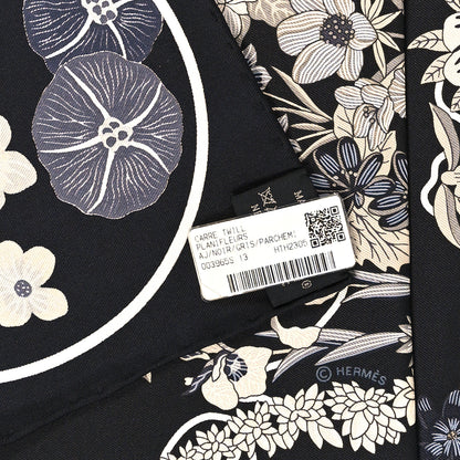 Hermes Silk Planifleurs Scarf 90 Black Gris Parchemin 3 of 3