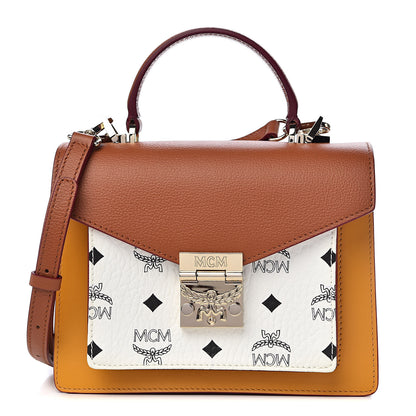 MCM Visetos Small Patricia Satchel Cognac White 1 of 10