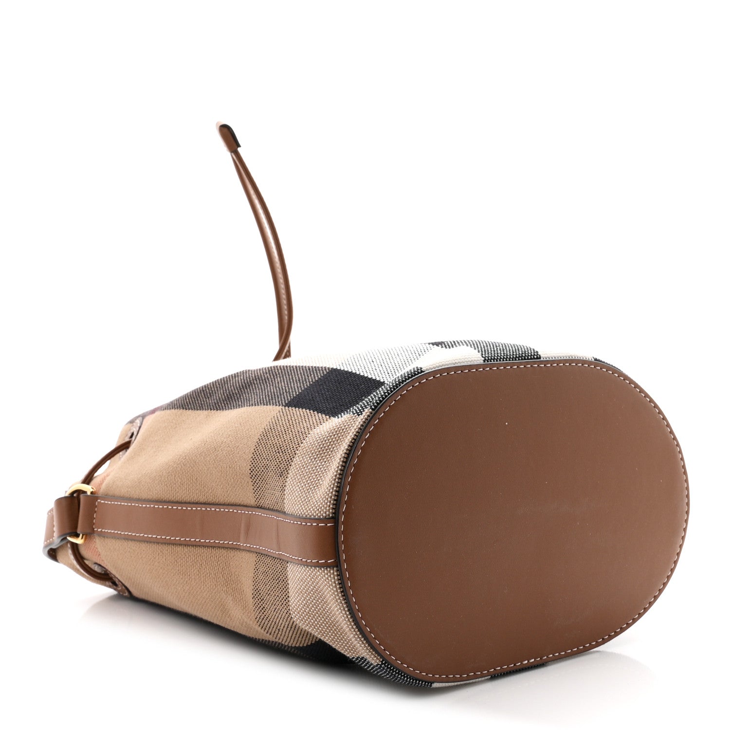 Burberry Giant Check Canvas Small Bucket Bag Taupe Brown 4 of 11