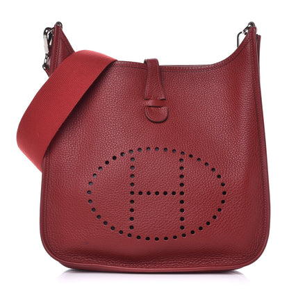 Hermes Taurillon Clemence Evelyne II PM Rouge Garance 1 of 9