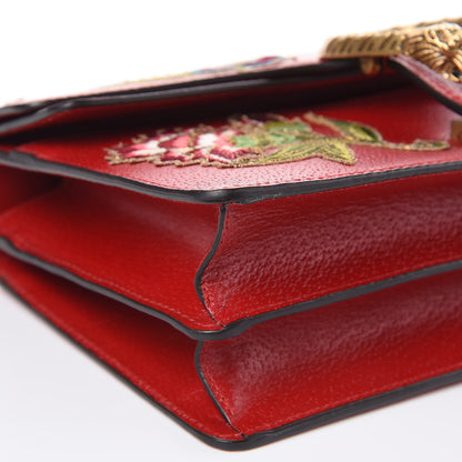 Gucci Calfskin Web Floral Embroidered Small Dionysus Shoulder Bag Hibiscus Red 8 of 9