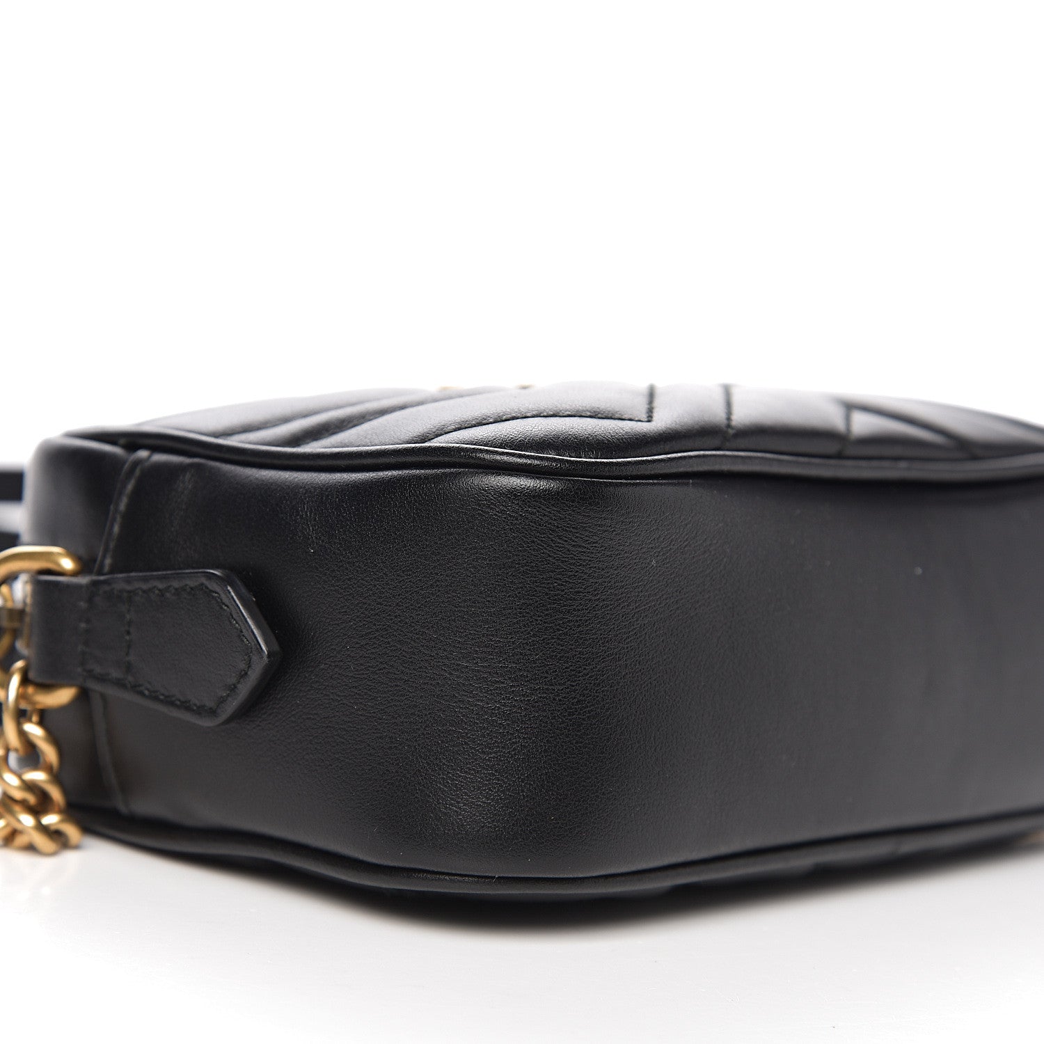 Gucci Calfskin Matelasse Mini GG Marmont Chain Shoulder Bag Black 7 of 9