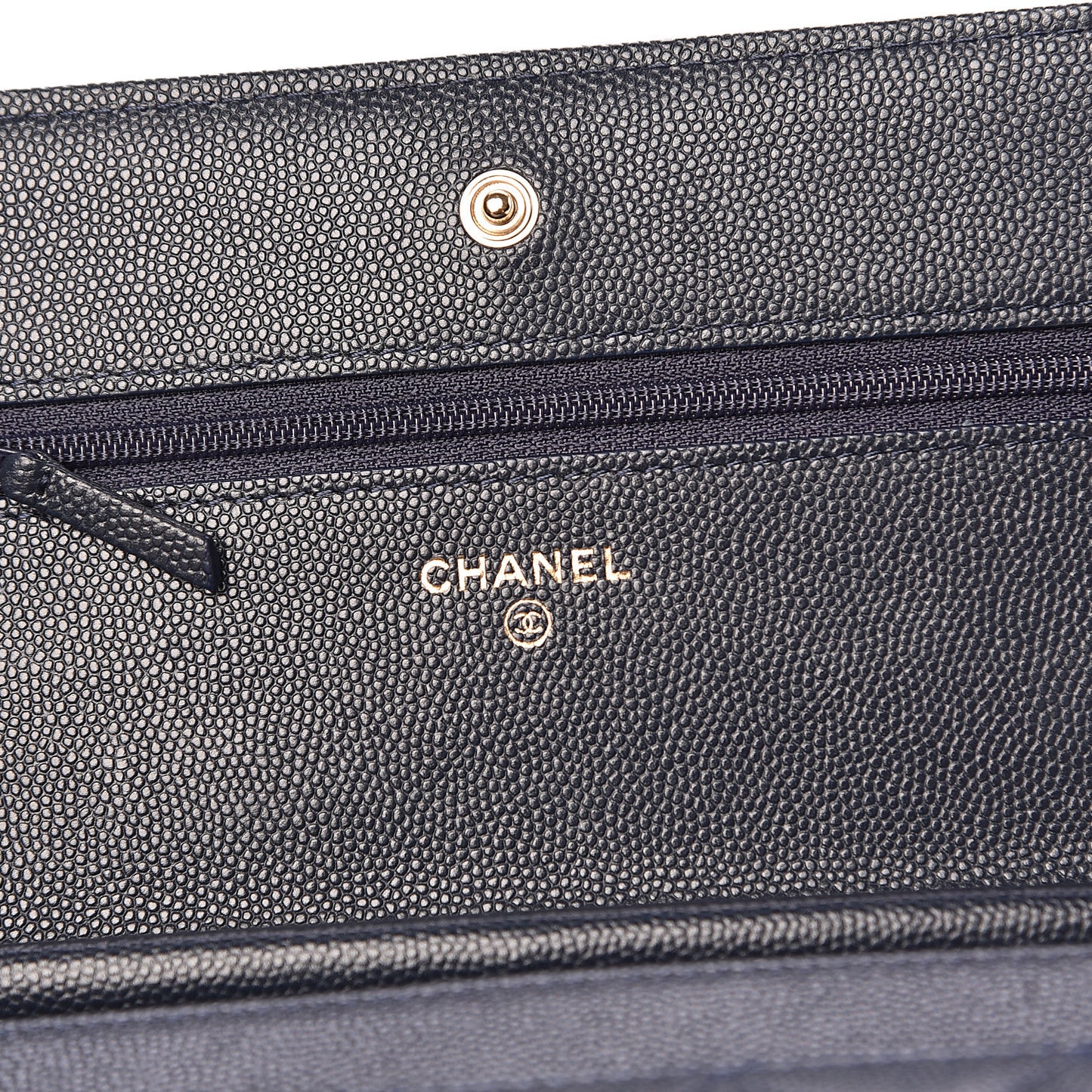 Caviar Quilted Wallet On Chain WOC Navy Blue