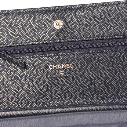 Chanel Caviar Quilted Wallet On Chain WOC Navy Blue 6 of 11
