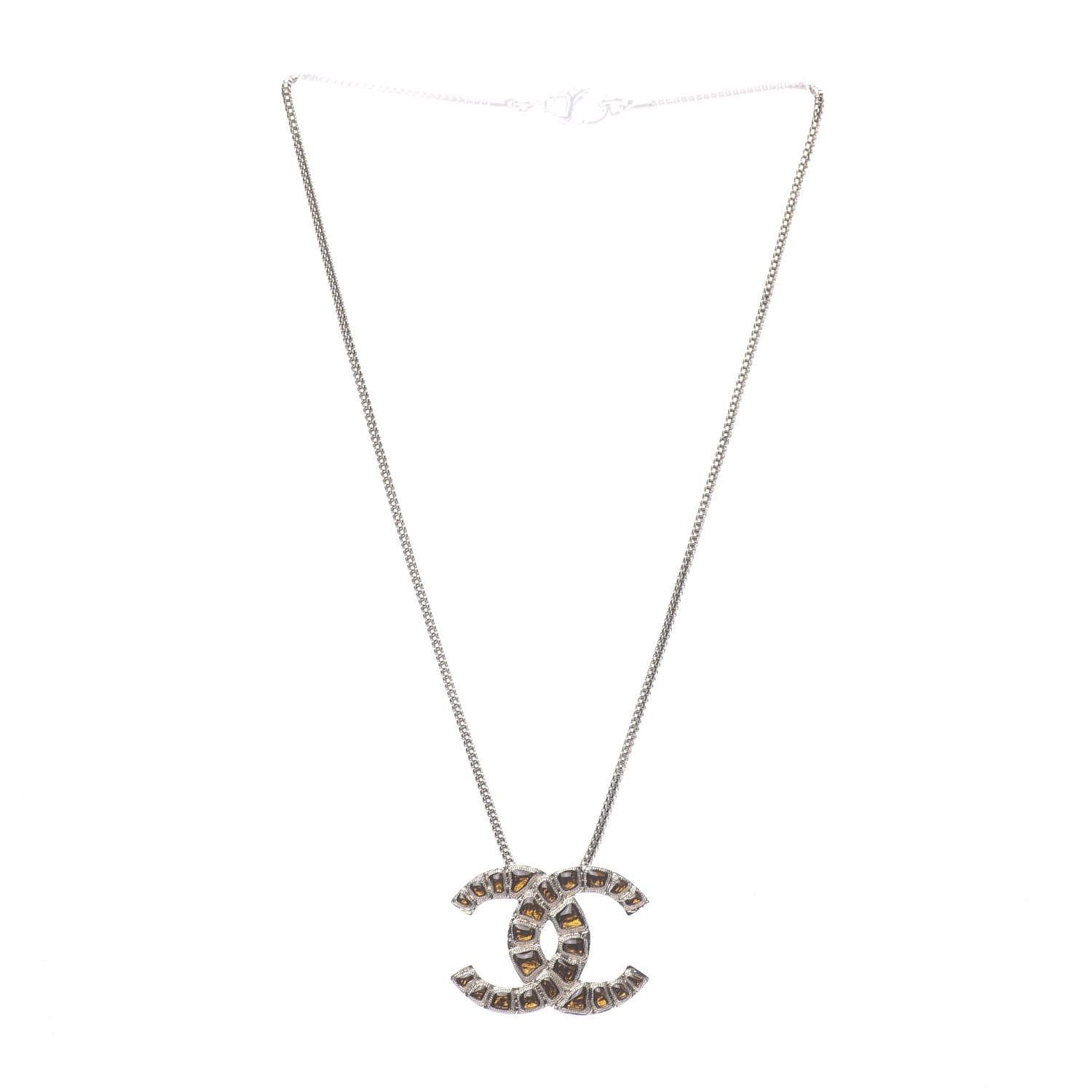 Chanel Resin Along The Nile CC Pendant Necklace Gold Orange 3 of 6