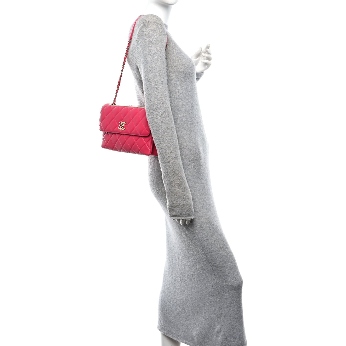 Lambskin Quilted Medium Trendy CC Flap Dark Pink