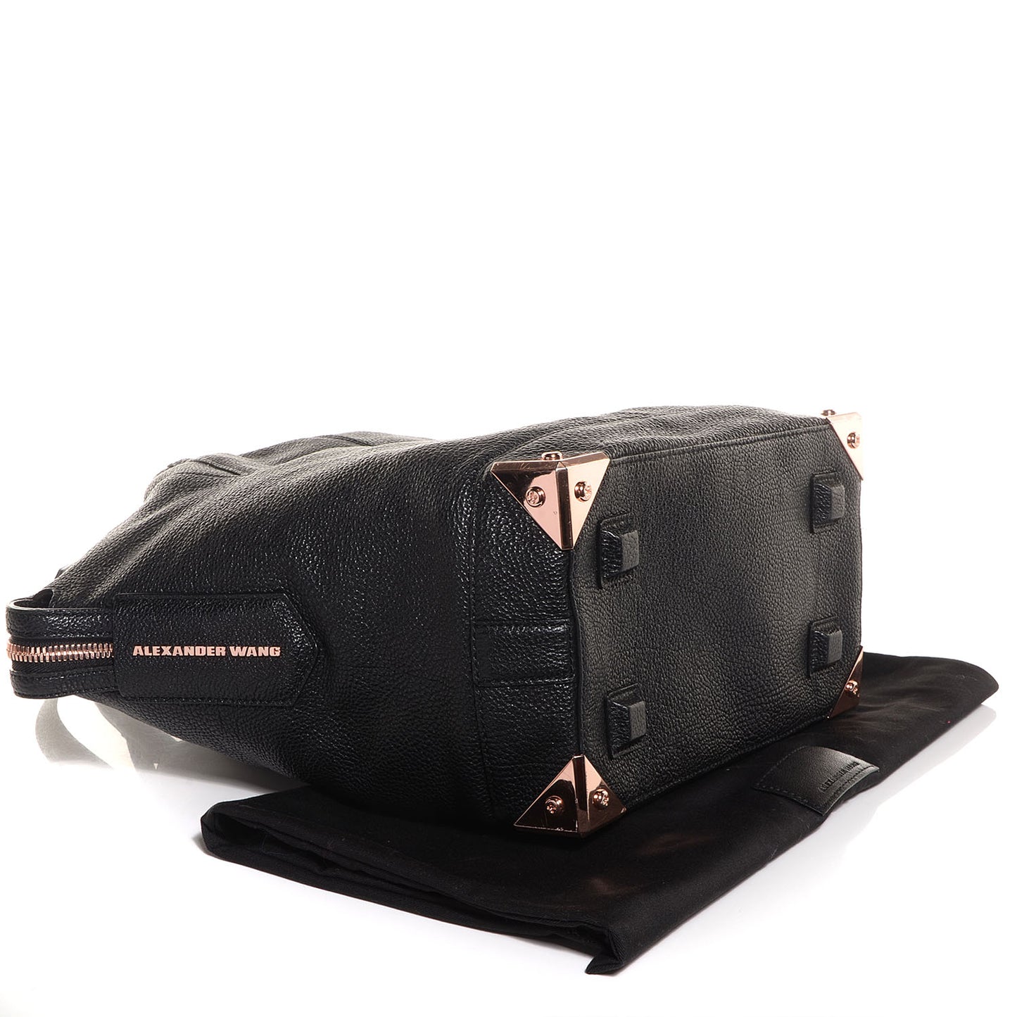 Pebbled Leather Large Emile Black with Rose Gold Hardware