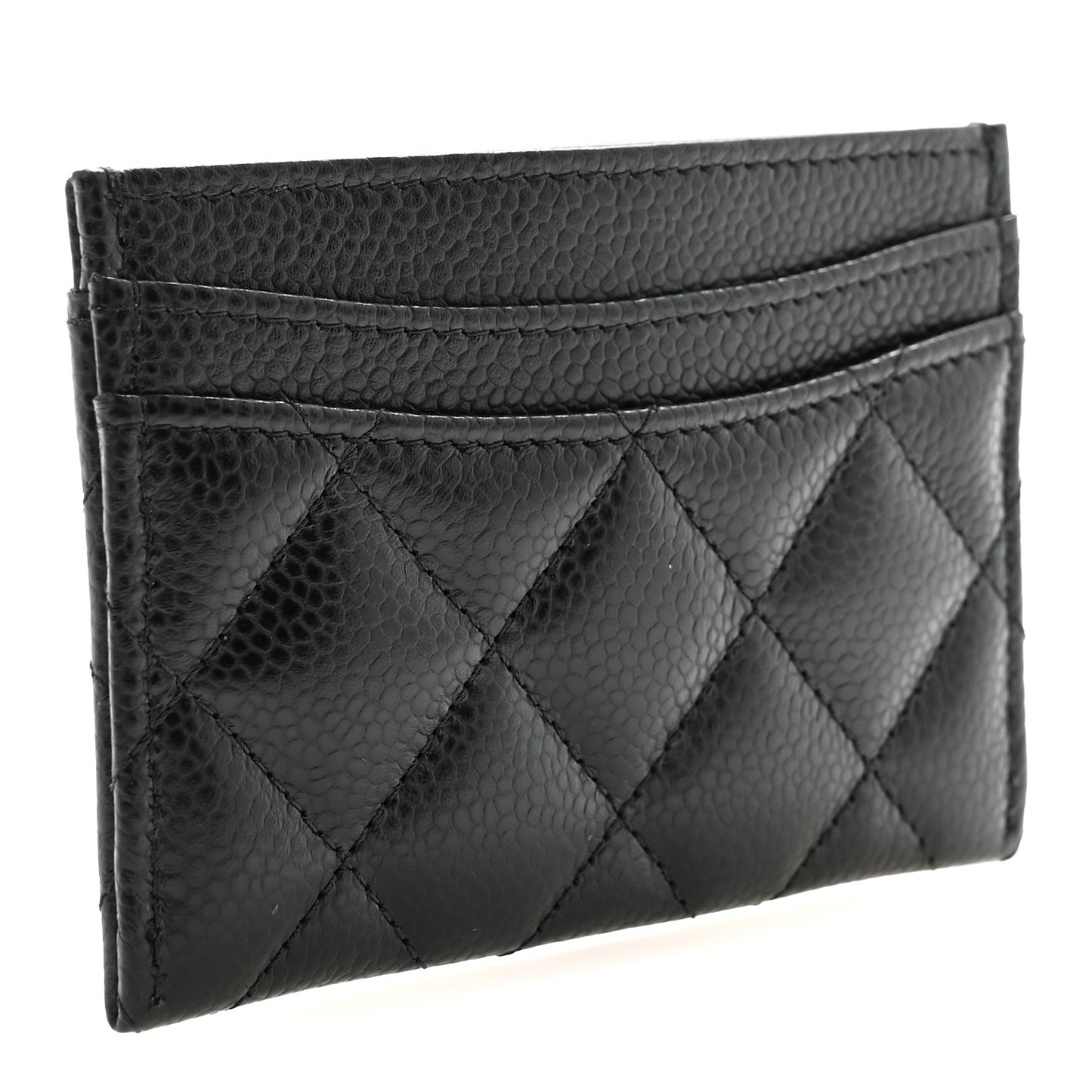 Caviar Quilted Card Holder Black