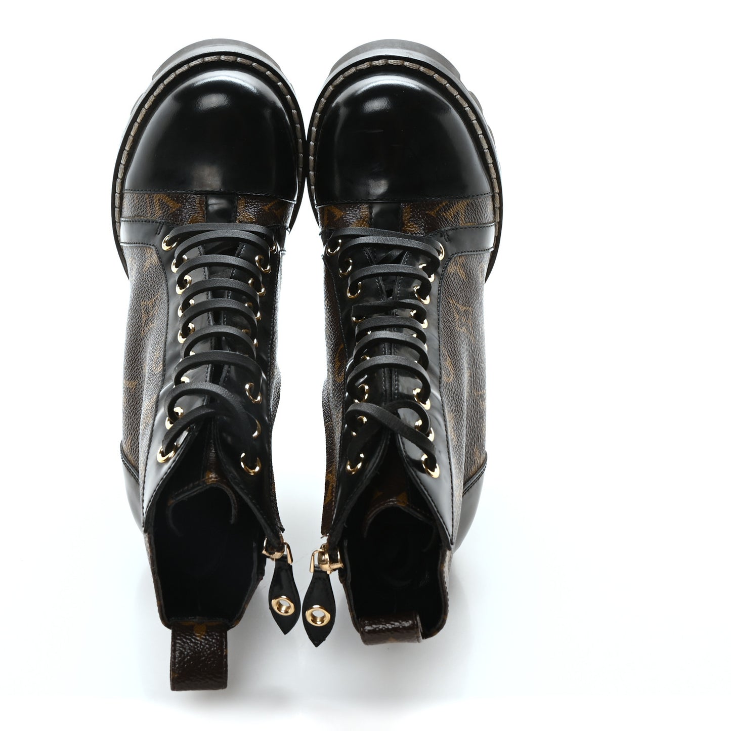 Patent Calfskin Monogram Star Trail Ankle Boots 36.5 Black