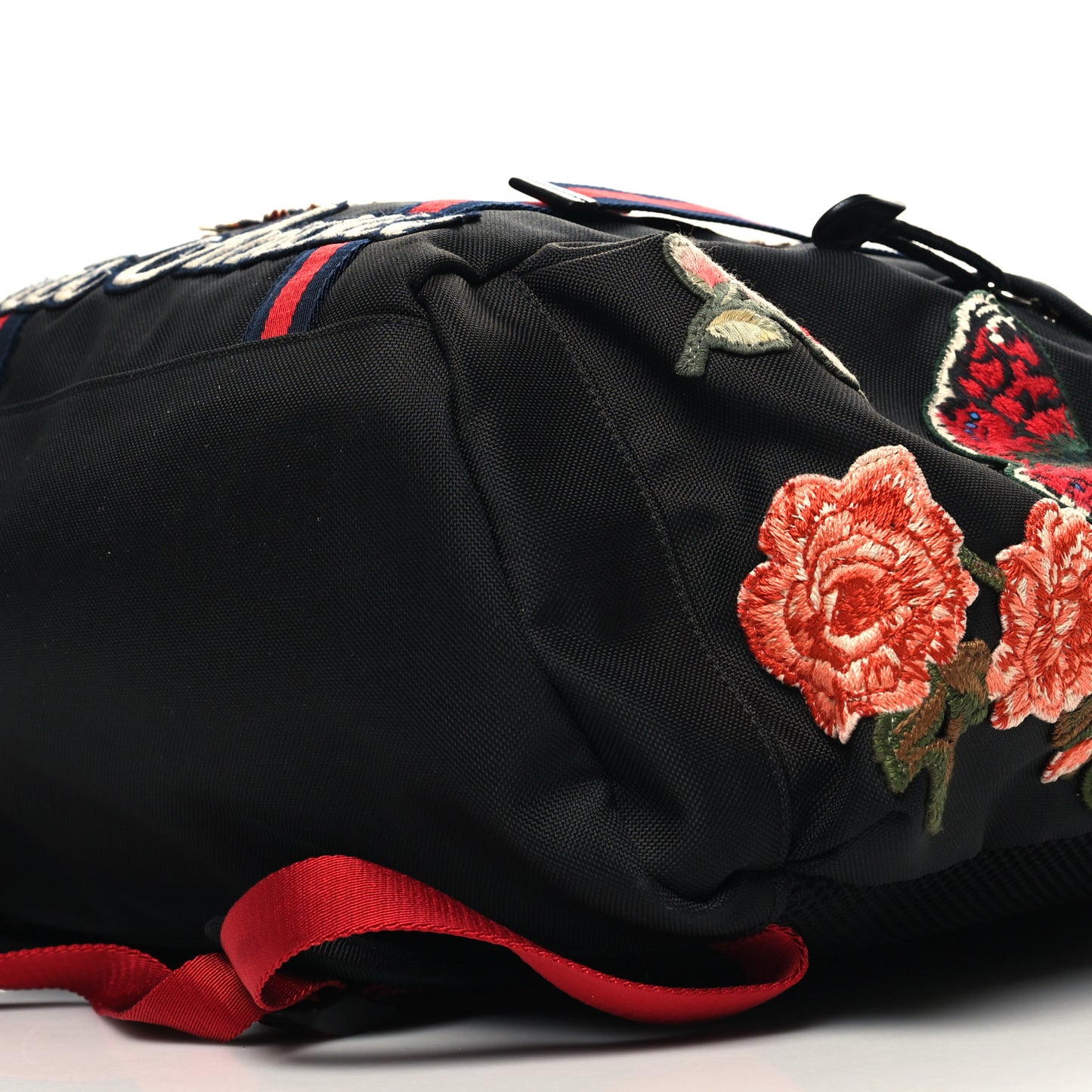 Techno Canvas Web L'Aveugle Par Amour Embroidered Double Buckle Backpack Black