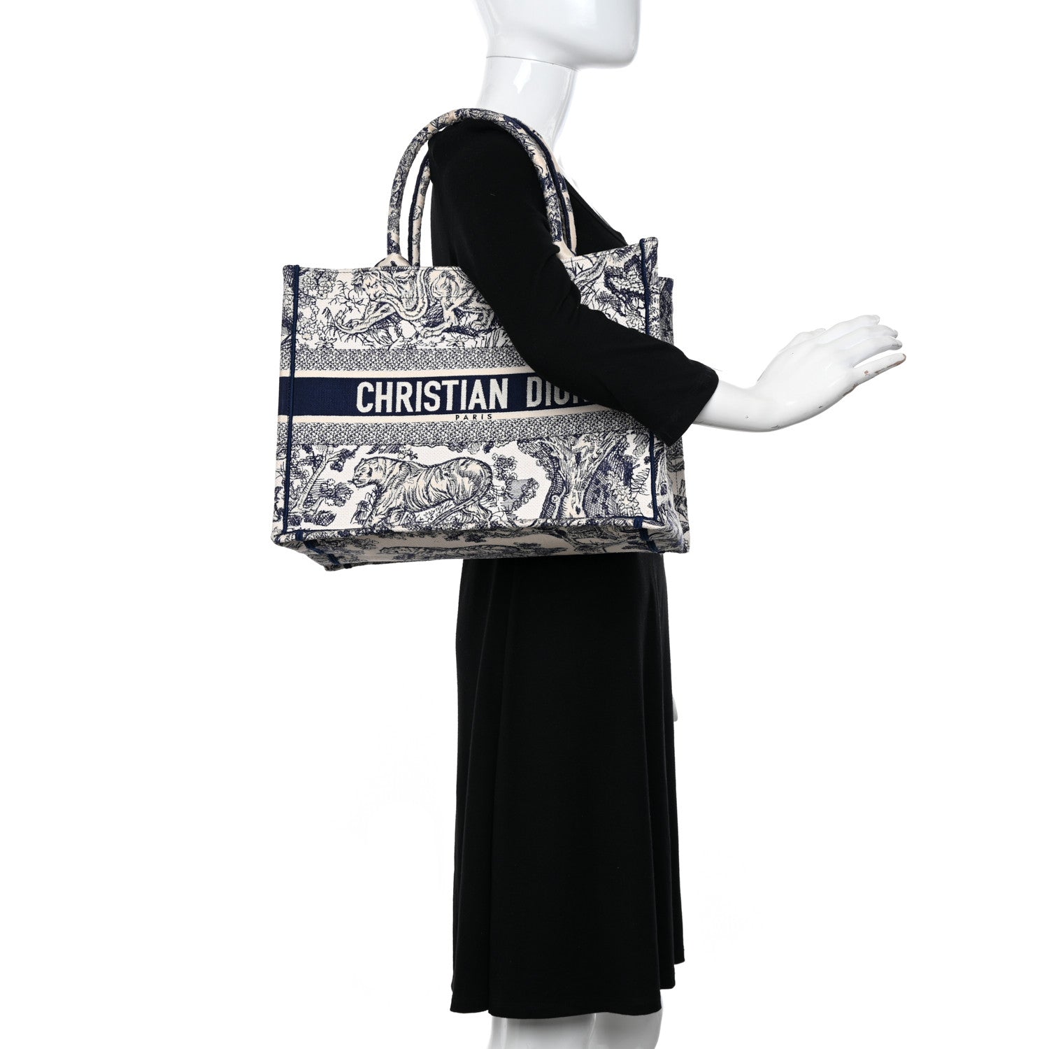 Christian Dior Canvas Embroidered Medium Dioriviera Toile De Jouy Book Tote Blue 2 of 17