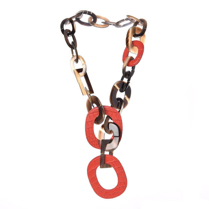 Hermes Buffalo Horn Alligator Isidore Necklace Rouge H 3 of 7