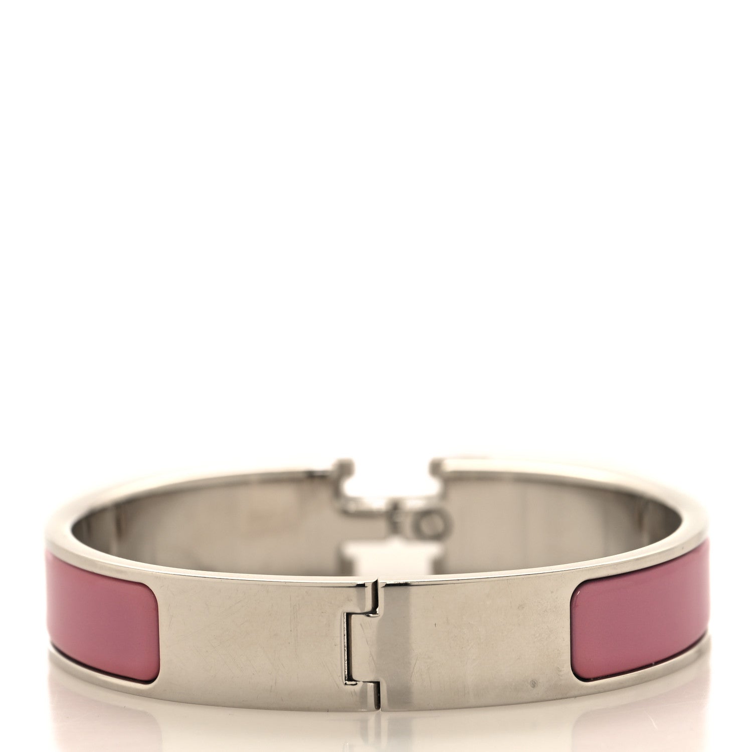 Hermes Enamel Narrow Clic Clac H Bracelet PM Rose Velours White 3 of 4