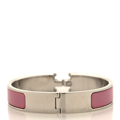 Hermes Enamel Narrow Clic Clac H Bracelet PM Rose Velours White 3 of 4