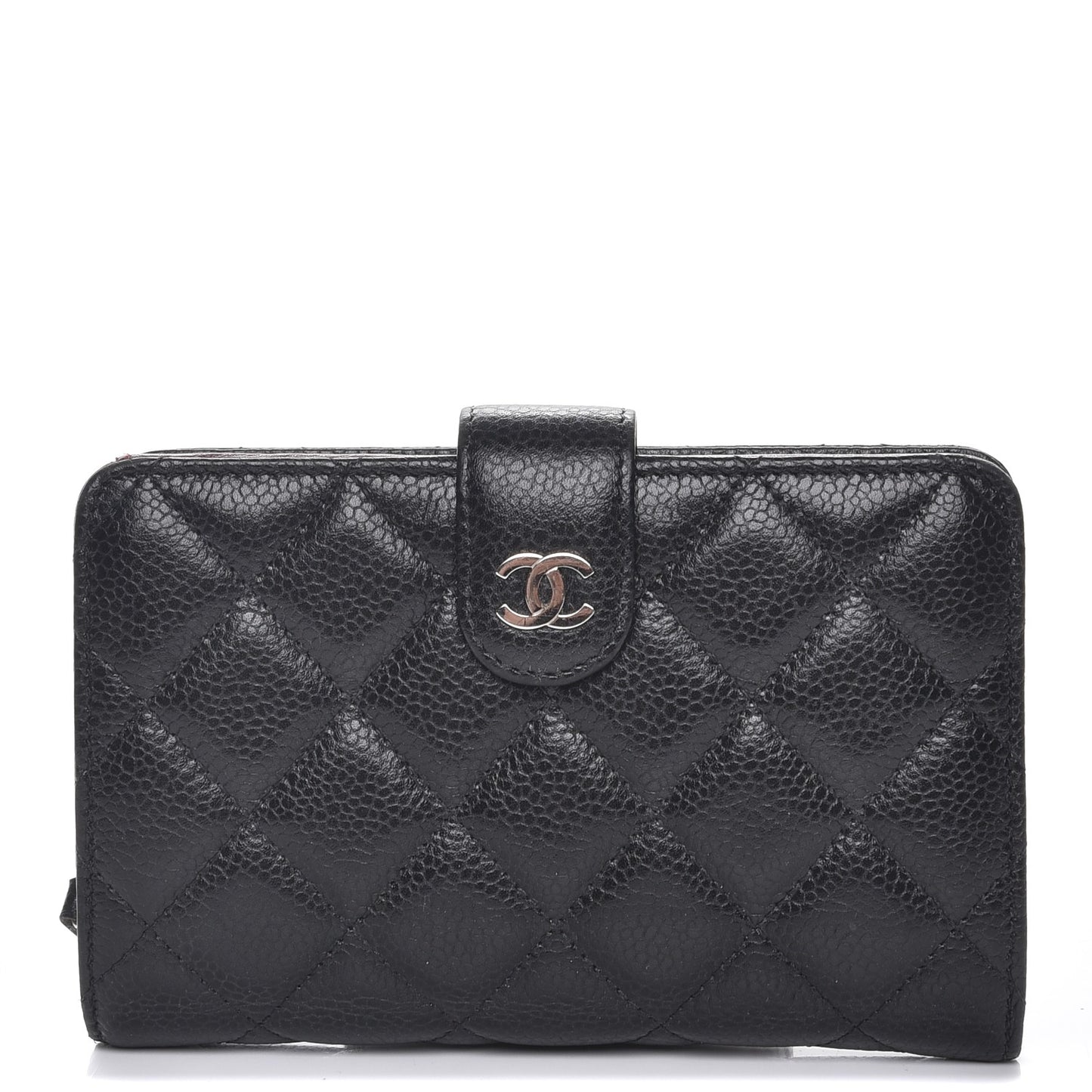 Caviar Quilted Zipped Pocket Wallet Black