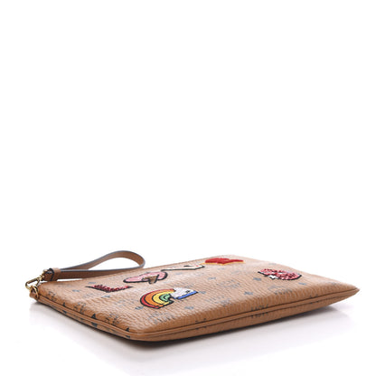 MCM Visetos Patchwork Wristlet Zip Pouch Cognac 3 of 7