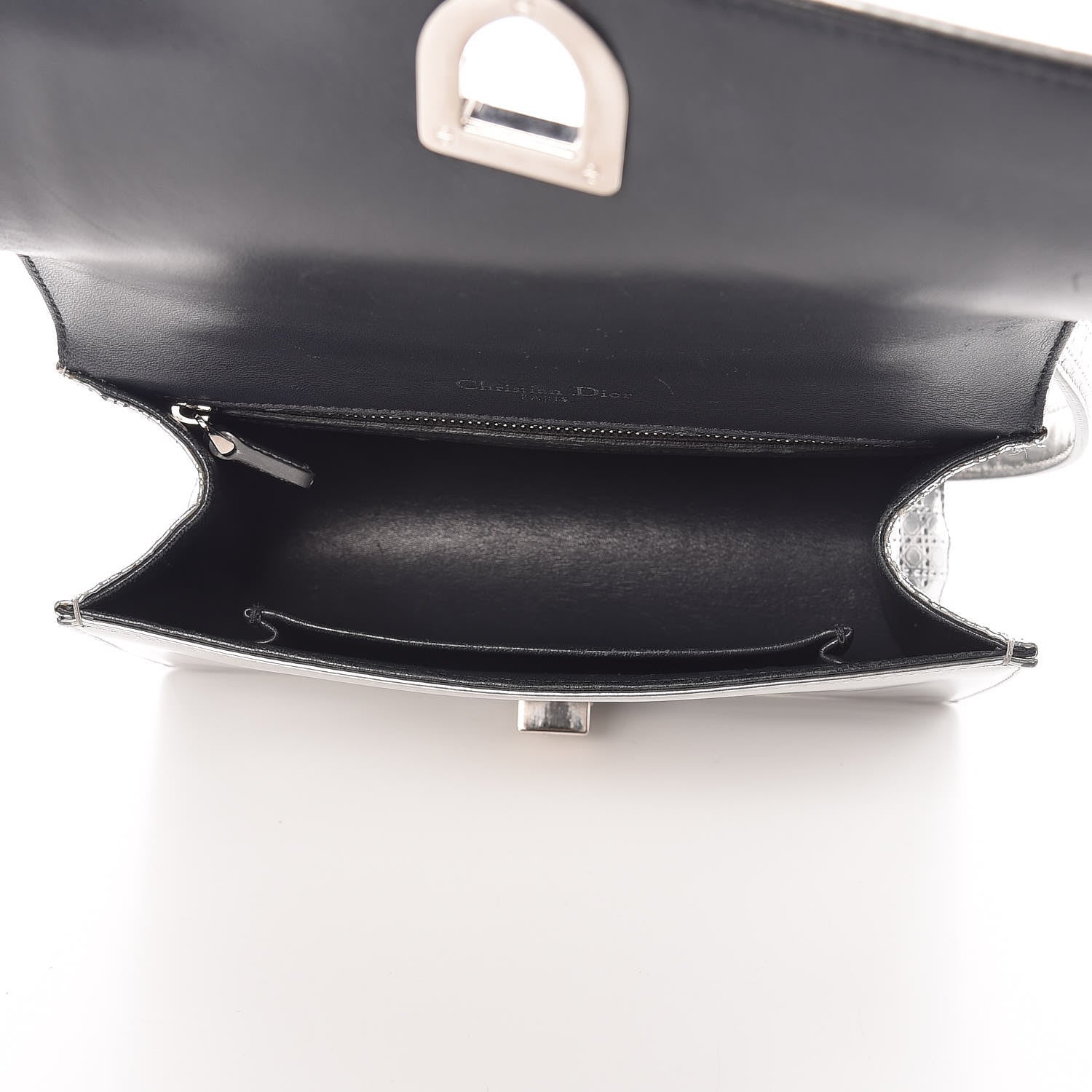 Christian Dior Metallic Patent Micro-Cannage Small Diorama Flap Bag Silver 9 of 25