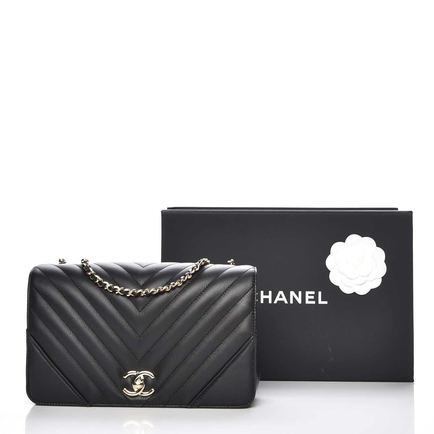 Chanel Calfskin Chevron Quilted Small Statement Flap Black 8 of 8
