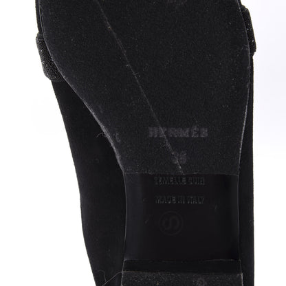 Hermes Suede Goatskin Crystal Roxane Mules 36 Black 8 of 8