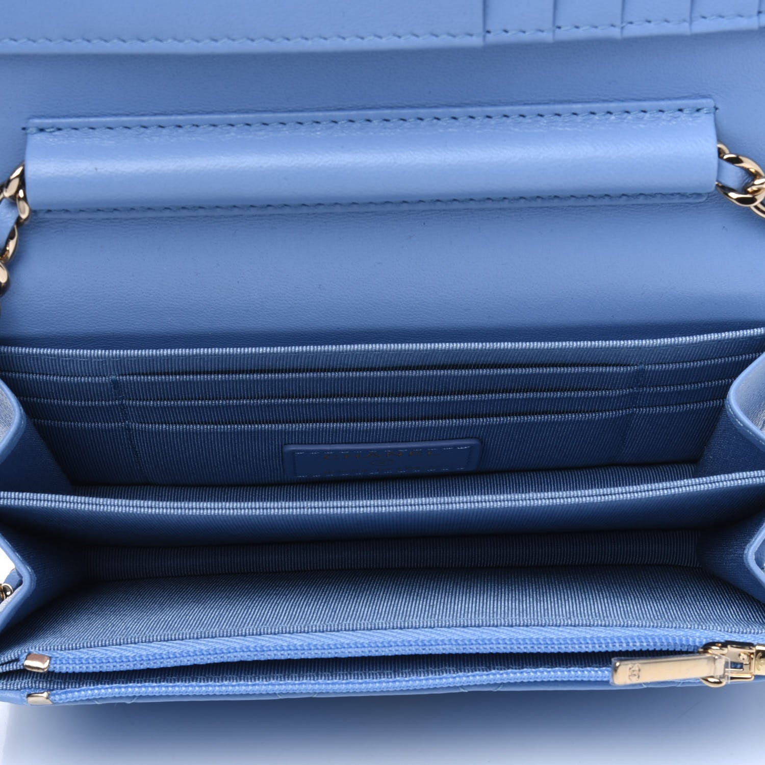 Chanel Lambskin Quilted Mini Wallet On Chain WOC Light Blue 4 of 5